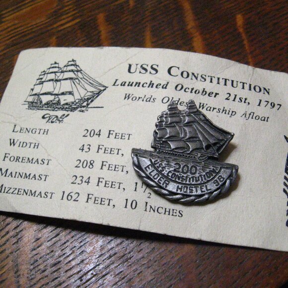 USS Constitution 1998 Anniversary Lapel Pin Card - Picture 1 of 9